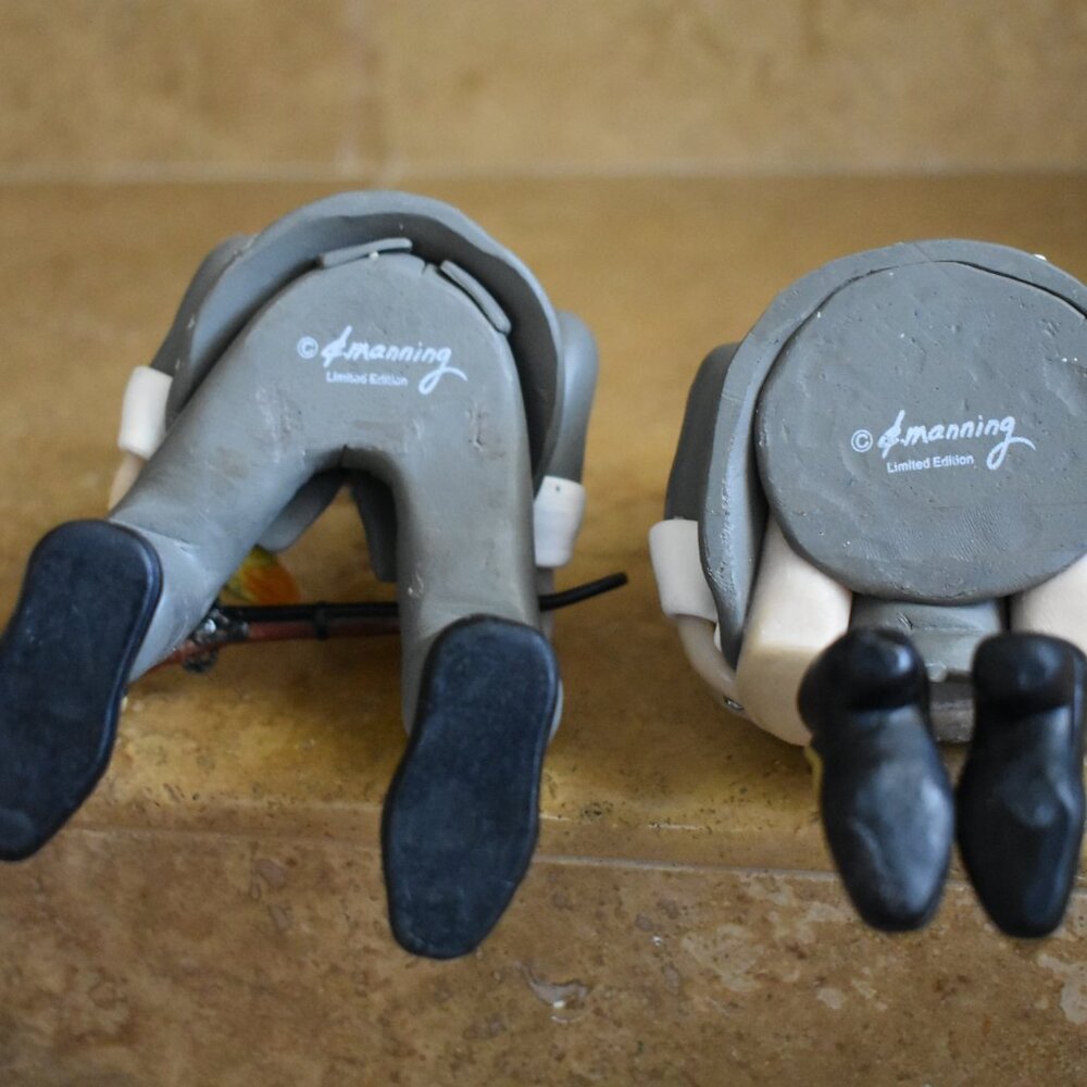 2 D Manning Thanksgiving Shelf Sitter Pilgrims Man Woman Clay Figure Statue Set - Picture 8 of 16